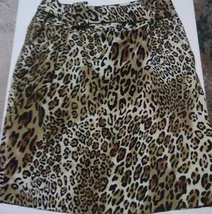 Adrienne Vittadini Leopard Print Pencil Skirt 10